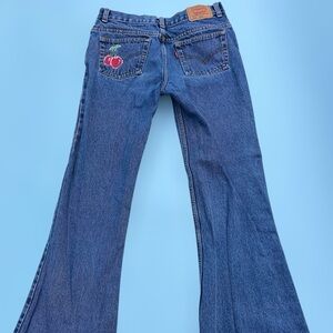 Levi's Blue Flare Jeans with Cherry Embroidery